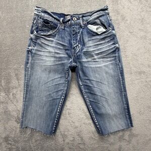 BKE JAKE Denim Shorts Mens Measured 30x15 Blue Cutoff Raw Hem Distressed Bermuda